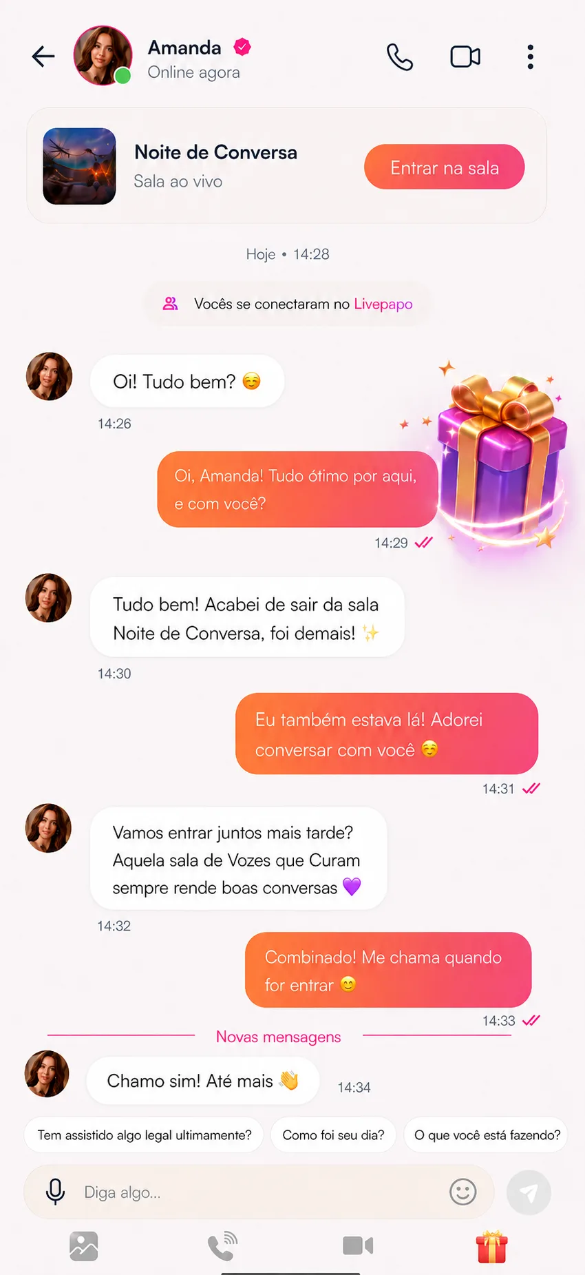 Private conversation on Livepapo