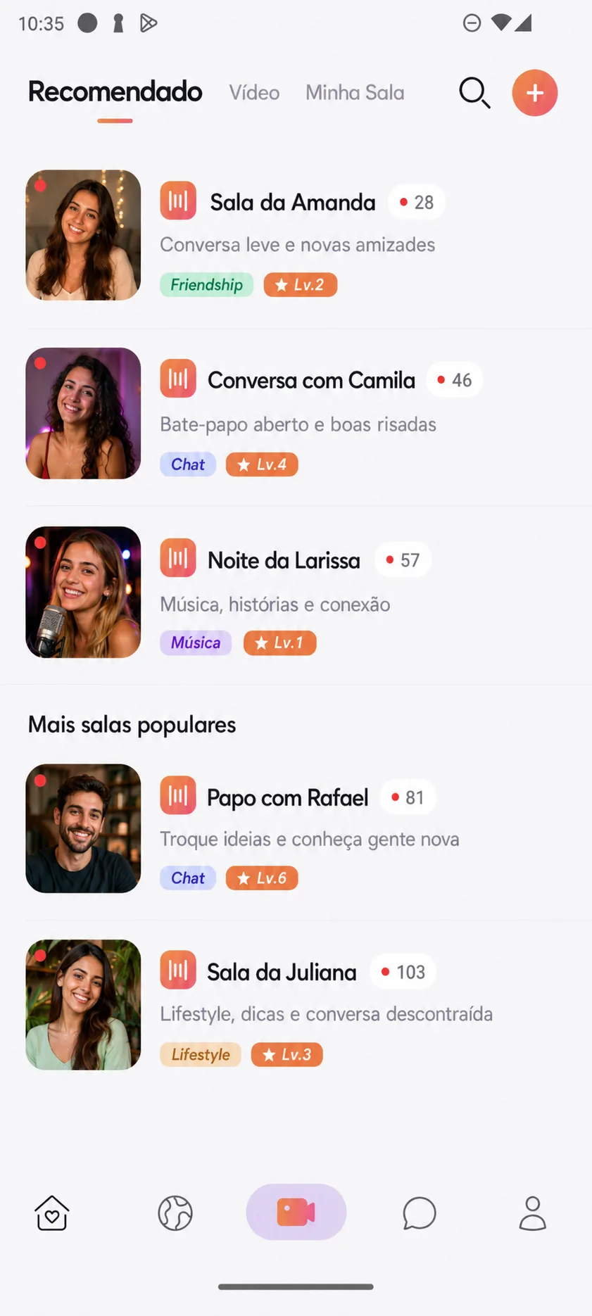 List of live rooms on Livepapo